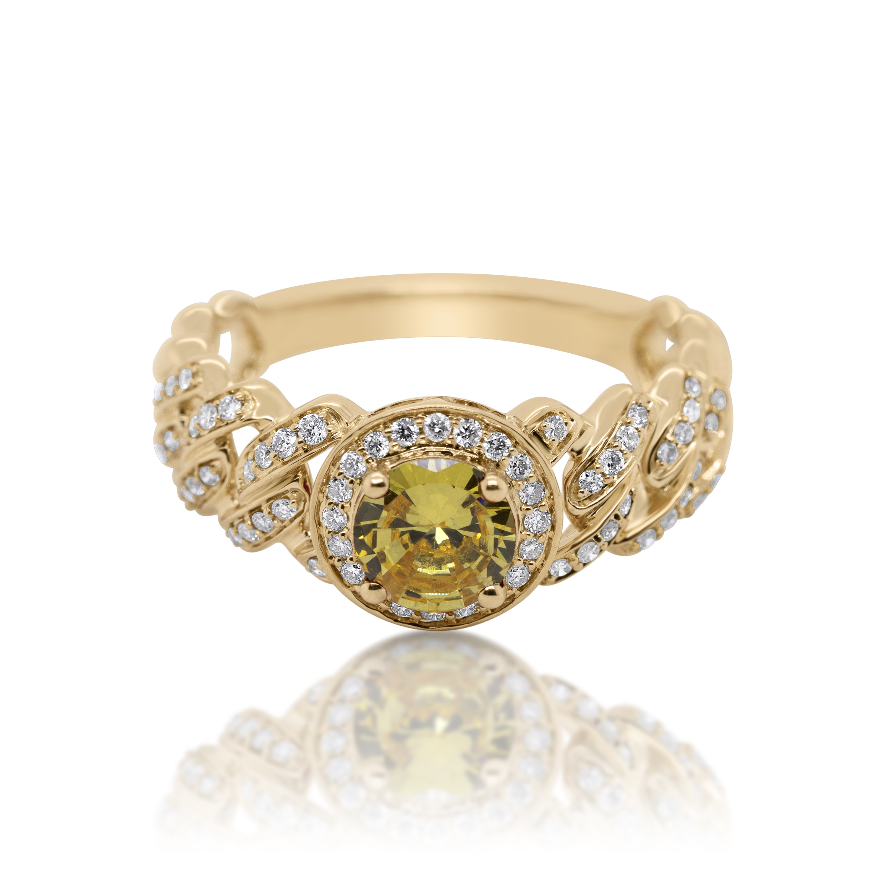 Diamond Ring 0.26 ct. 14K Yellow Gold Round Yellow Center Stone